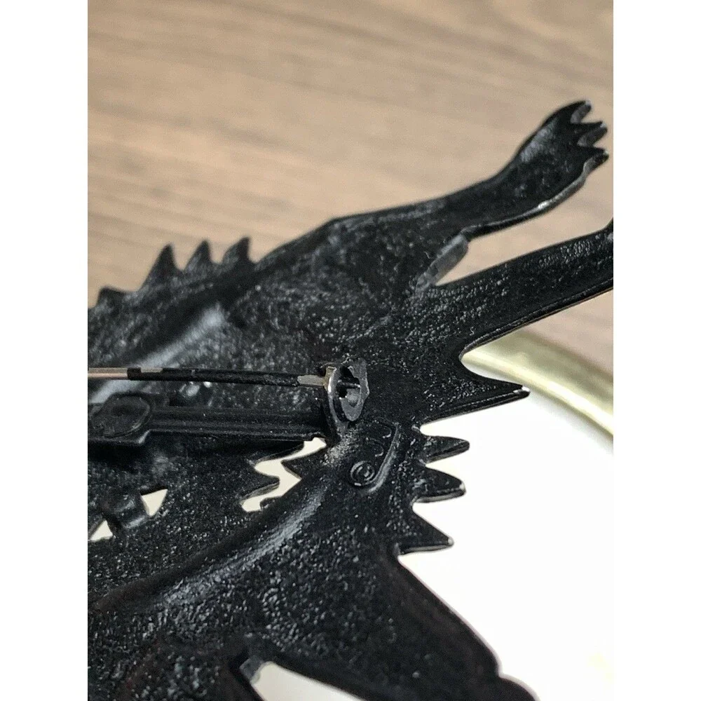 Vintage JJ Signed Pewter Rhinestone Halloween Scaredy Cat Brooch Pin Goth